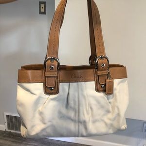 Coach purse white and tan